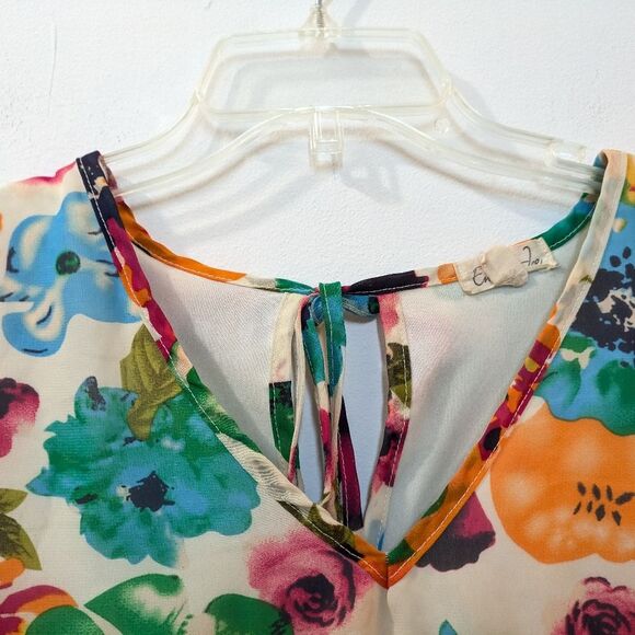 Emi & Ice Top Multicolor Bright Floral Pattern Blouse, Women's Small - Picture 3 of 11